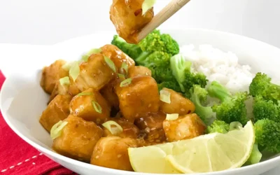 Tofu en glaseado vegano de miel y limón