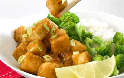 Tofu en glaseado vegano de miel y limón